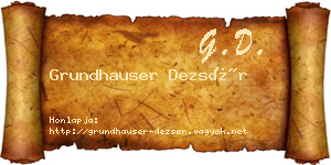 Grundhauser Dezsér névjegykártya